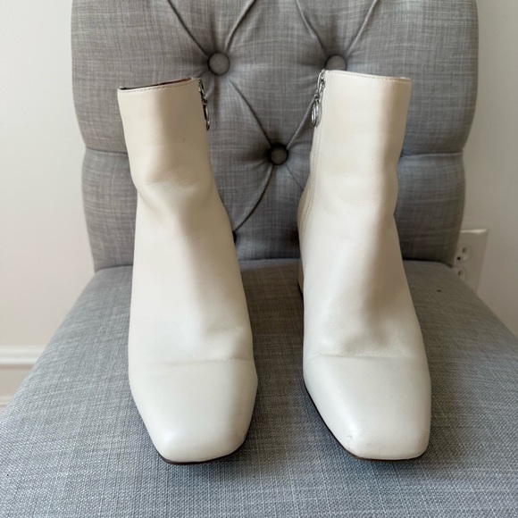 Franco Sarto Womens Marquee Leather Square Toe Ankle Bootie Sz 8.5 Ivory‎ White - Picture 3 of 11